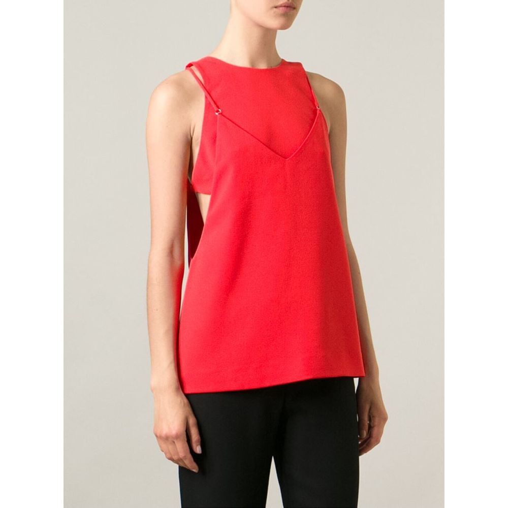 NWT$405 T by Alexander Wang Layered Stretch-Crepe Top Blouse Orange [SZ 4 ]‎
